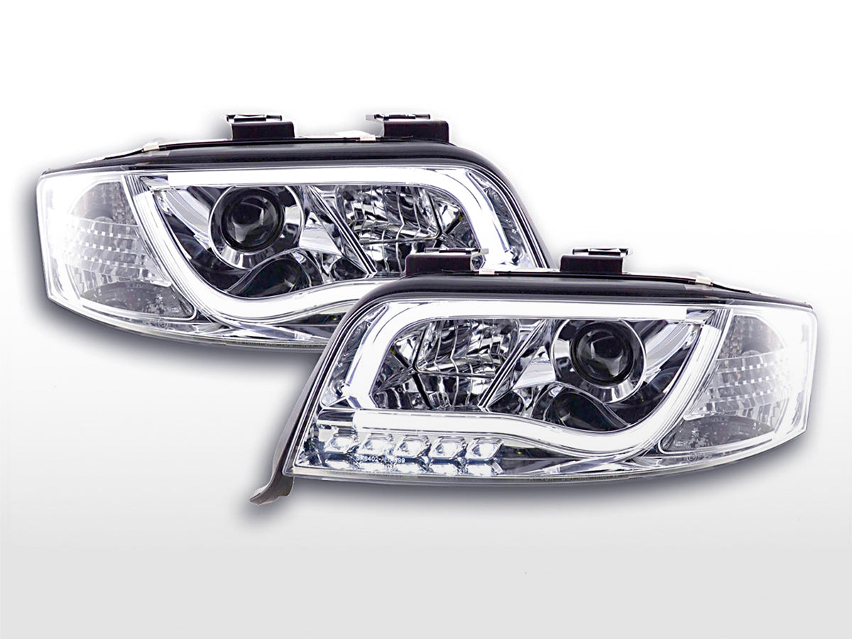 Scheinwerfer Set Daylight LED Tagfahrlicht Audi A6 Typ 4B 01-04 chrom Scheinwerfer Set Daylight LED Tagfahrlicht Audi A6 Typ 4B 01-04 chrom